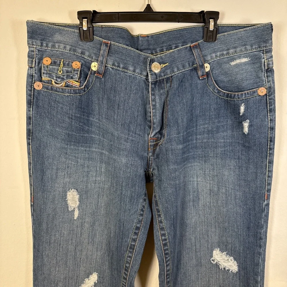 True Religion Jeans 40x33 Mens Blue Billy‎ Super T Denim Straight Flap Pockets